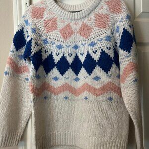 NWT Women's Cream Blue Pink Vero Moda Sweater - Medium